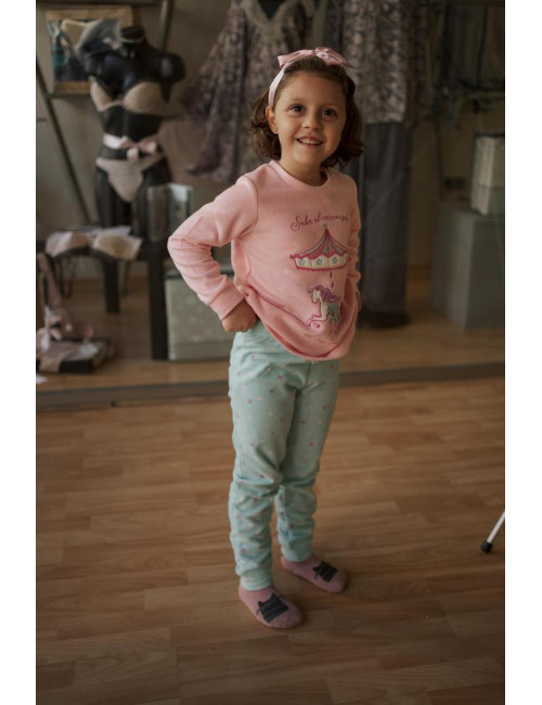 Pijama niña rosa polar