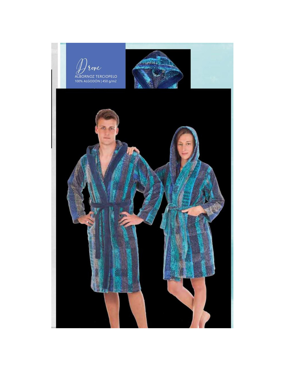 Albornoz Unisex Terciopelo Drone STilia Albornoz Unisex Terciopelo Drone STilia