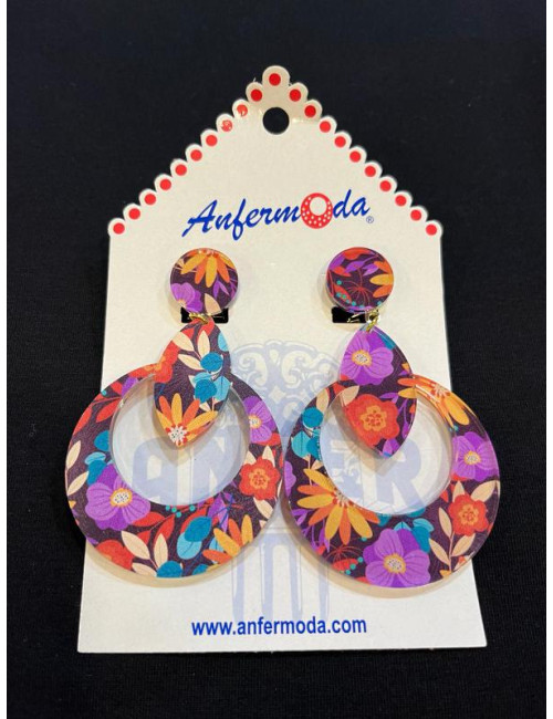 Pendientes Aro con Hoja Colores 