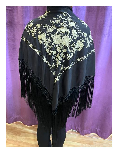 Mantón Mujer Negro y Dorado 