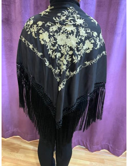 Mantón Mujer Negro y Dorado 