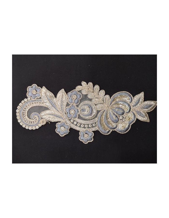 Aplicación Bordada Dorada y Azul