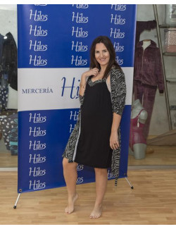 Conjunto Bata y Camisón de modal  verde print 