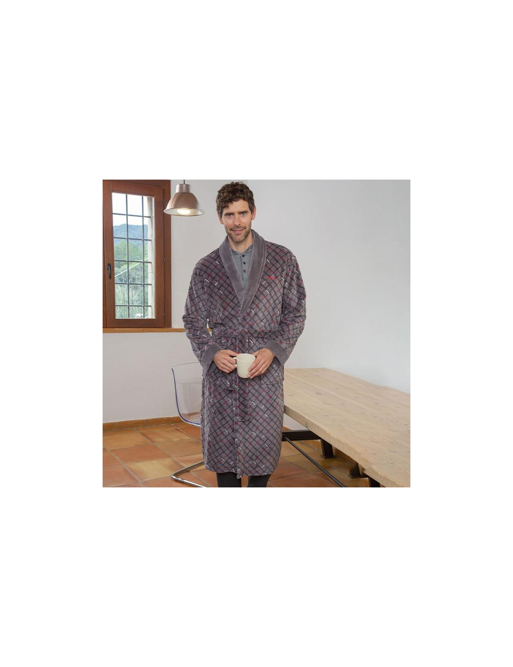 Bata Larga Coralina Cuadros Muslher 