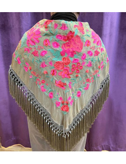 Mantoncillo Mujer Verde Seco y Fucsia 