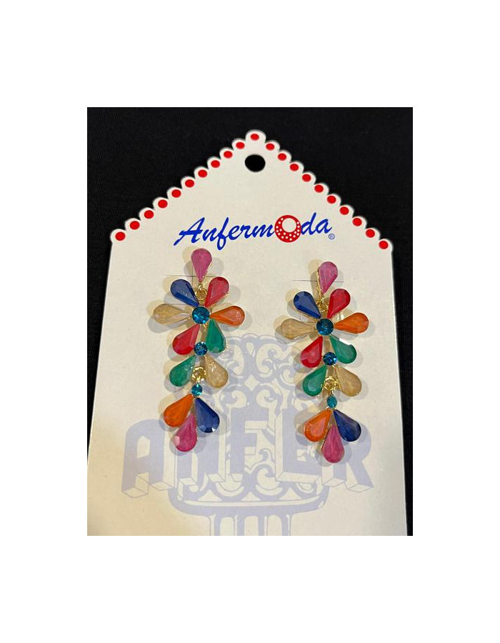 Pendiente Largo Flor Colores