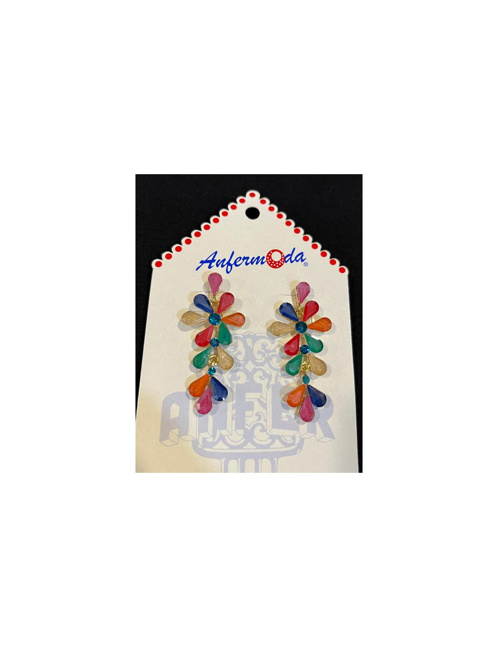 Pendiente Largo Flor Colores 
