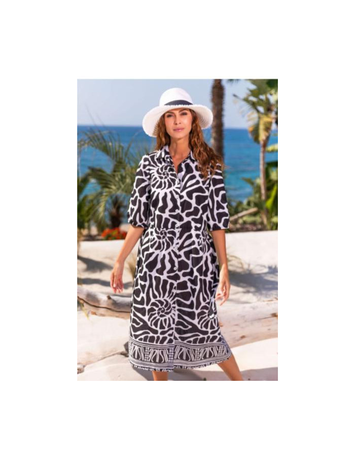 Vestido Estampado Blanco y Negro Susana 