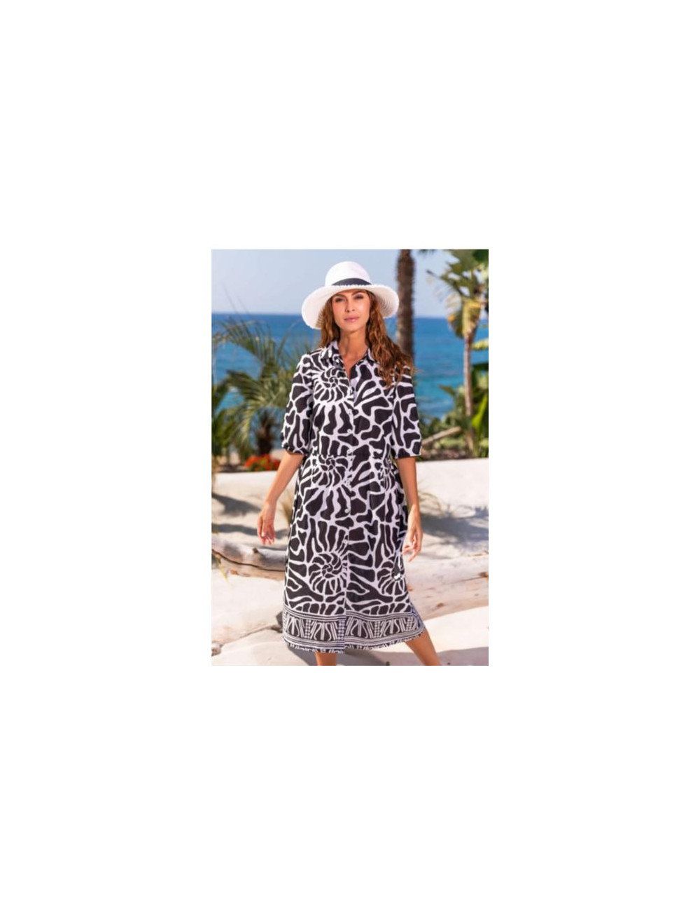 Vestido Estampado Blanco y Negro Susana 