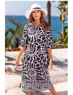 Vestido Estampado Blanco y Negro Susana 